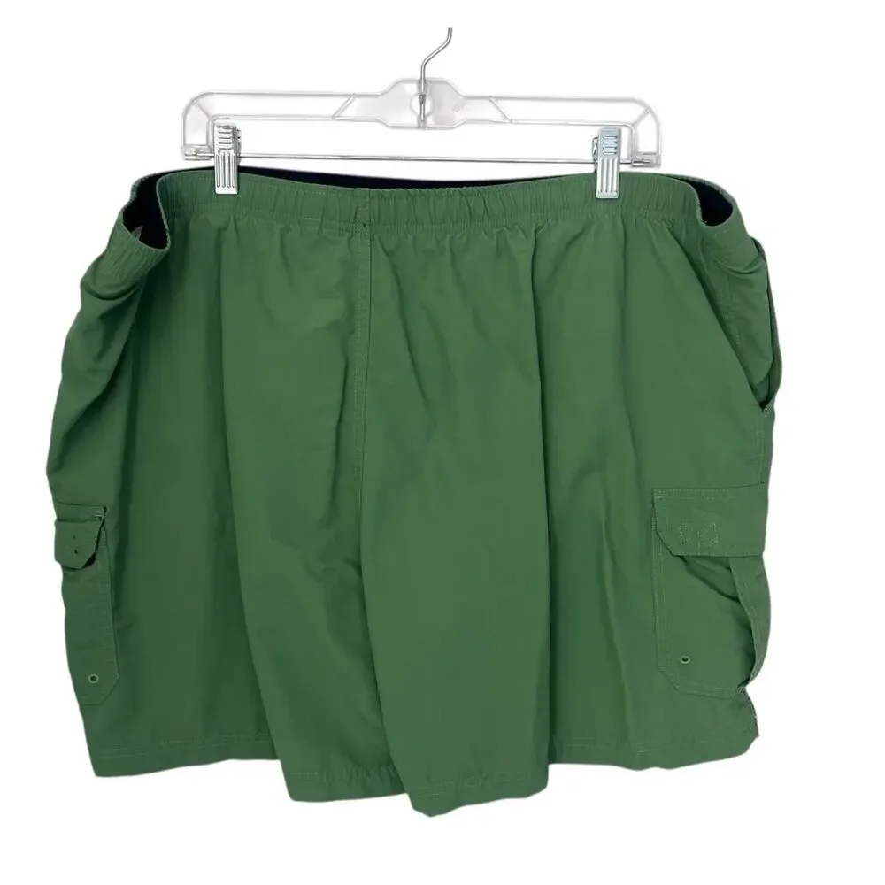 L.L. Bean Cargo Swim Trunks Green Lined Pockets Beach Pool Vacation Resort XL